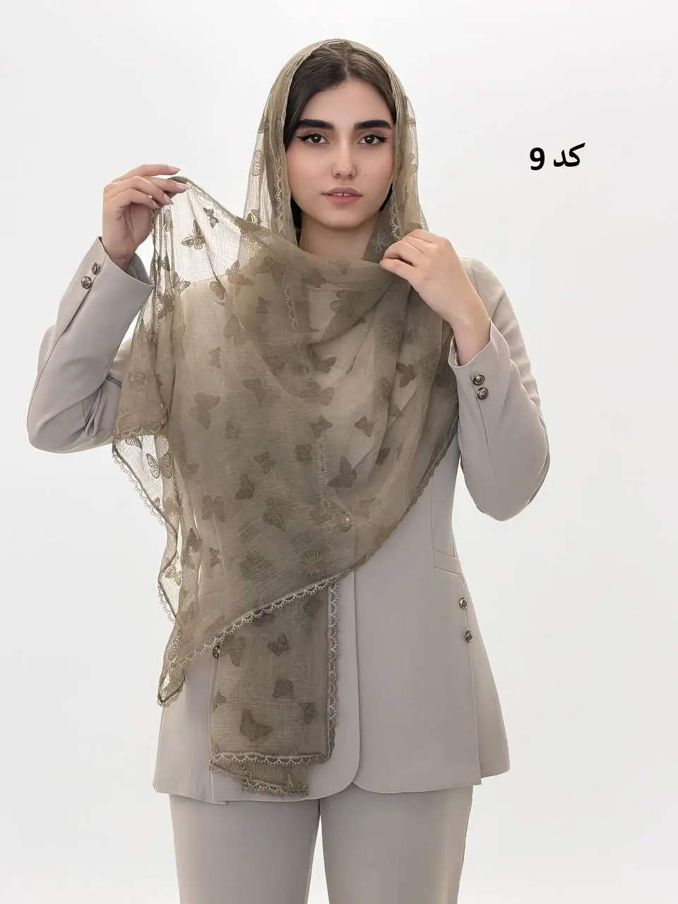 6874-شال حریر پروانه